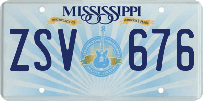 MS license plate ZSV676