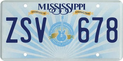 MS license plate ZSV678