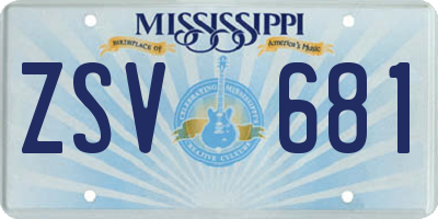 MS license plate ZSV681