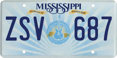 MS license plate ZSV687