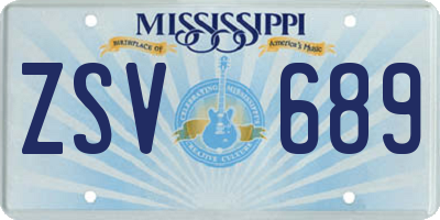MS license plate ZSV689