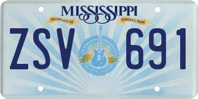 MS license plate ZSV691