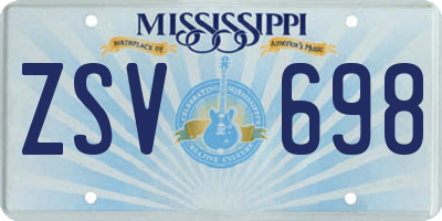 MS license plate ZSV698