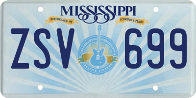 MS license plate ZSV699