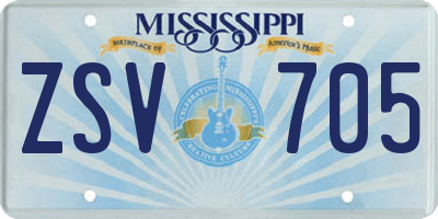 MS license plate ZSV705