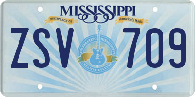 MS license plate ZSV709