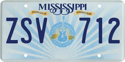 MS license plate ZSV712