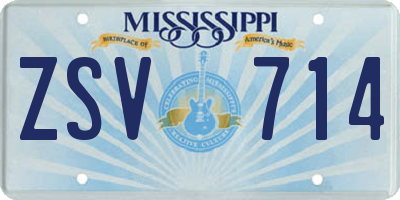 MS license plate ZSV714