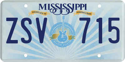 MS license plate ZSV715