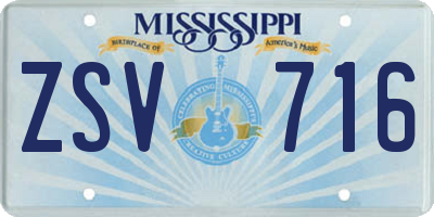 MS license plate ZSV716