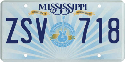 MS license plate ZSV718