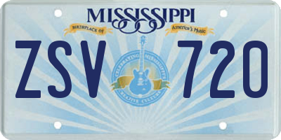 MS license plate ZSV720