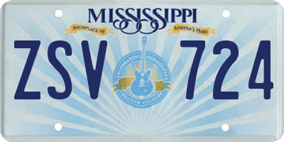 MS license plate ZSV724