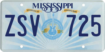 MS license plate ZSV725