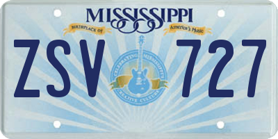 MS license plate ZSV727