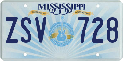 MS license plate ZSV728