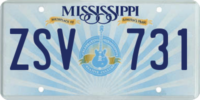 MS license plate ZSV731