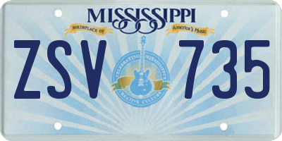 MS license plate ZSV735