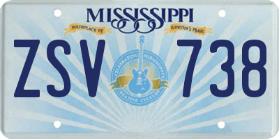 MS license plate ZSV738