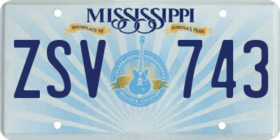 MS license plate ZSV743