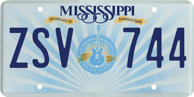 MS license plate ZSV744
