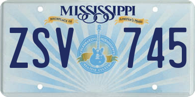 MS license plate ZSV745