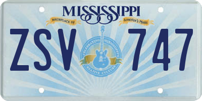 MS license plate ZSV747