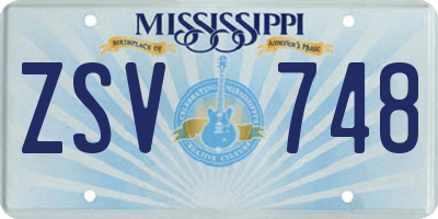 MS license plate ZSV748