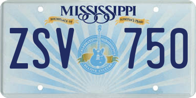 MS license plate ZSV750