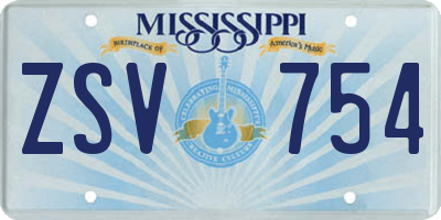MS license plate ZSV754