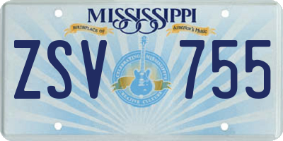 MS license plate ZSV755