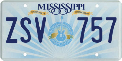 MS license plate ZSV757