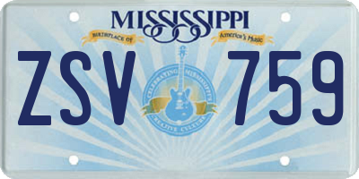 MS license plate ZSV759