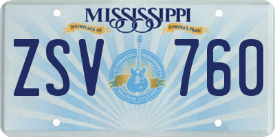 MS license plate ZSV760