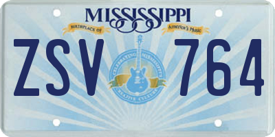 MS license plate ZSV764