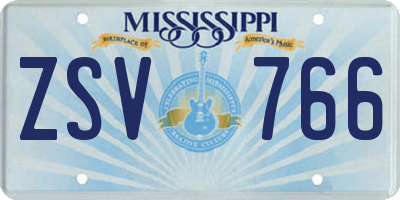 MS license plate ZSV766