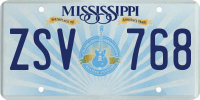 MS license plate ZSV768