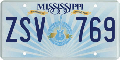 MS license plate ZSV769