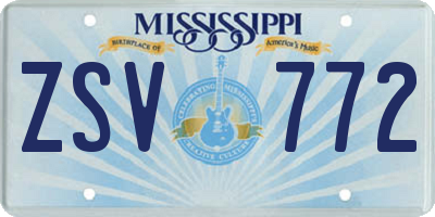 MS license plate ZSV772