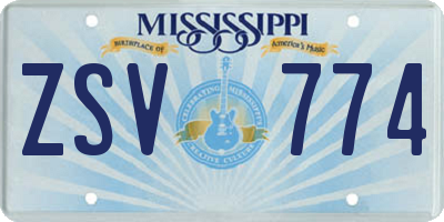 MS license plate ZSV774