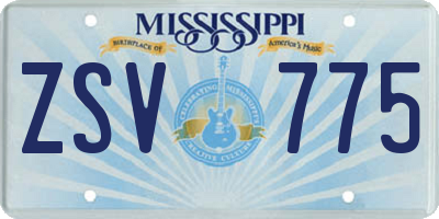 MS license plate ZSV775