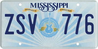 MS license plate ZSV776