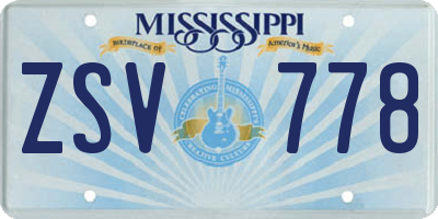 MS license plate ZSV778