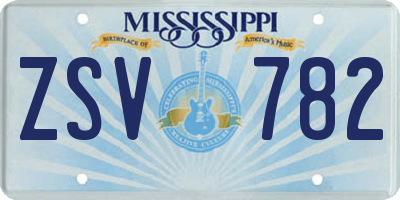 MS license plate ZSV782
