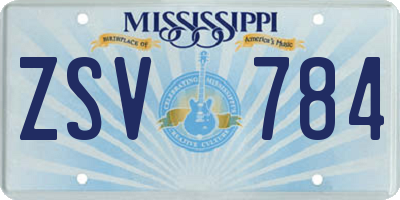 MS license plate ZSV784