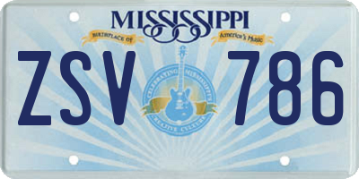 MS license plate ZSV786