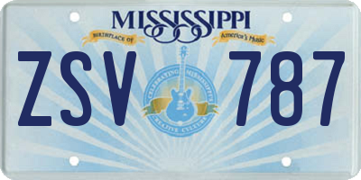 MS license plate ZSV787