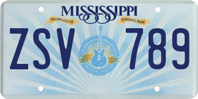MS license plate ZSV789