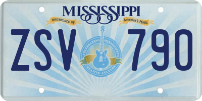 MS license plate ZSV790
