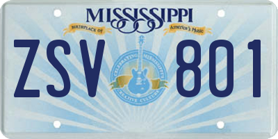 MS license plate ZSV801